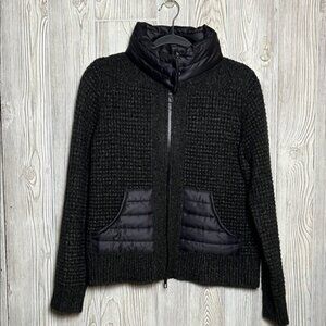 Lisa Todd  Puffer In Size Small Academia Sweater Jacket Fall Charcoal and Black